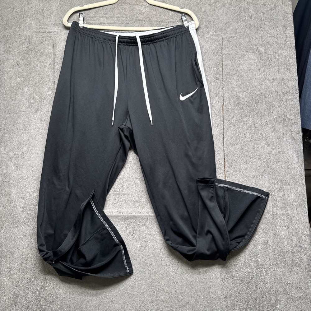 Nike Dri-FIT Black‎ Track Pants Men's L Zip Leg Joggers Athletic Gym Training